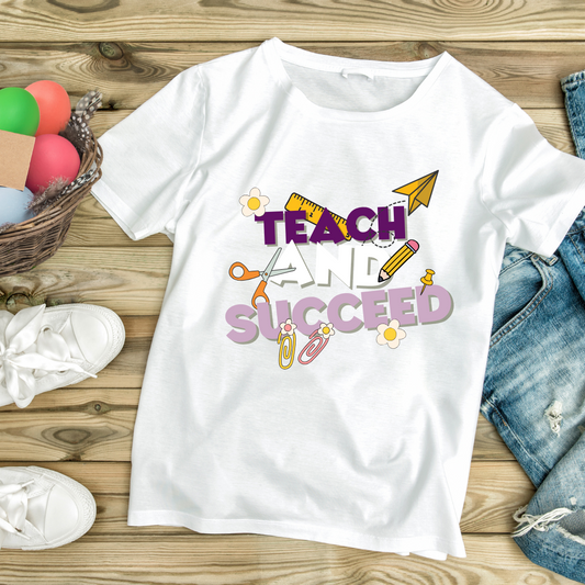 Teach to Succeed T-Shirt — Inspirational Teacher Shirt with Arrow & Stars